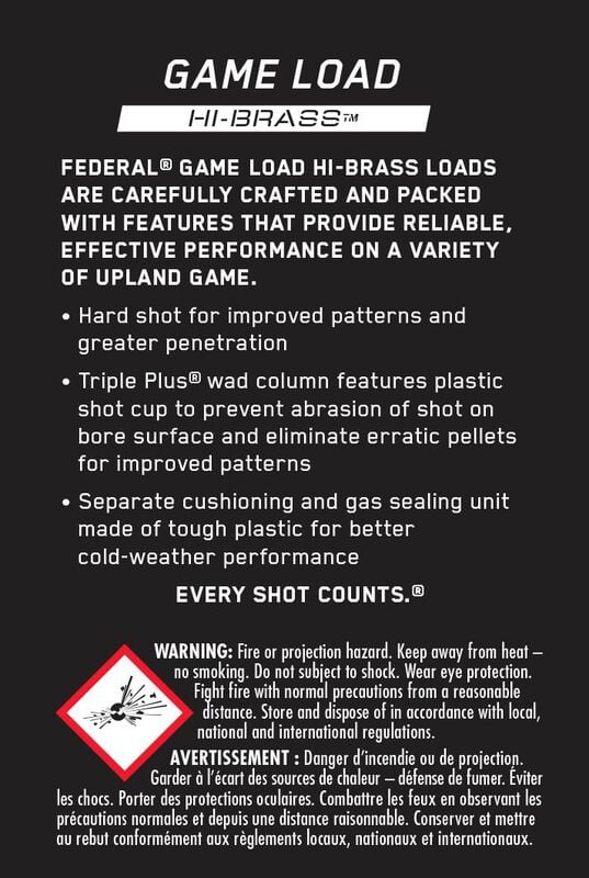 Federal Game Load Upland Hi-Brass – eredeti gyári termékillusztráció
