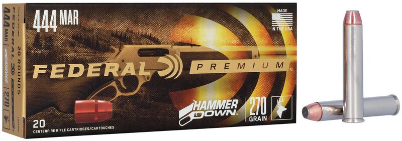 HammerDown Rifle, 444 Marlin, 270 Grain, Bonded Soft Point, 2225 fps 444 Marlin Caliber Ammo - 20 Rounds of 270 Grain Weight Ammunition (LG444M1)