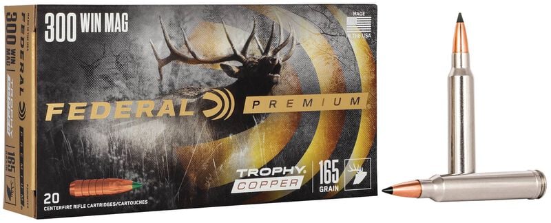 Trophy Copper, 300 Win Mag, 165 Grain, Trophy Copper, 3050 fps 300 Win Mag Caliber Ammo - 20 Rounds of 165 Grain Weight Ammunition (P300WTC2)