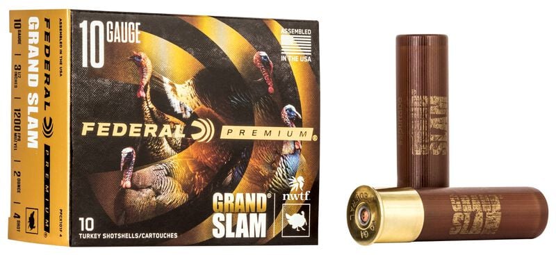 Grand Slam, 10 Gauge, 4 Shot, 3-1/2 in, 2 oz, 1200 fps 10 Gauge Ammo - 10 Shells of #4 Shot Ammunition (PFCX101F 4)
