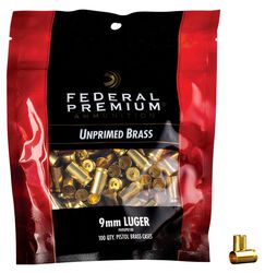Unprimed Brass-Handgun, 9mm Luger, 100 Count