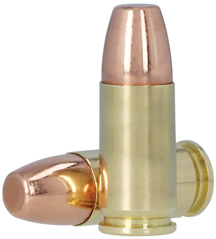 Gold Medal Action Pistol, 9mm Luger, 147 Grain, Total Metal Jacket Flat Nose, 900 fps