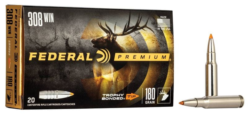 Trophy Bonded Tip, 308 Win, 180 Grain, Trophy Bonded Tip, 2620 fps 308 Win Caliber Ammo - 20 Rounds of 180 Grain Weight Ammunition (P308TT1)