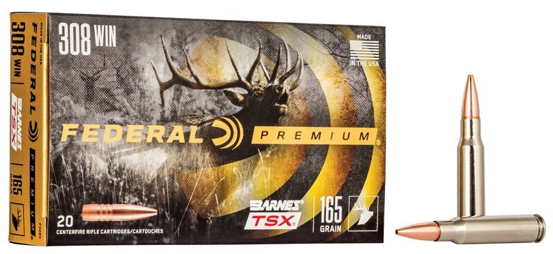 Barnes TSX, 308 Win, 165 Grain, Barnes Triple-Shock X Bullet (TSX), 2650 fps 308 Win Caliber Ammo - 20 Rounds of 165 Grain Weight Ammunition (P308H)