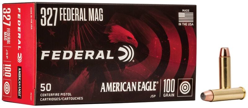 American Eagle Handgun, 327 Federal Magnum, 100 Grain, Jacketed Soft Point, 1500 fps 327 Federal Magnum Caliber Ammo - 50 Rounds of 100 Grain Weight Ammunition (AE327)