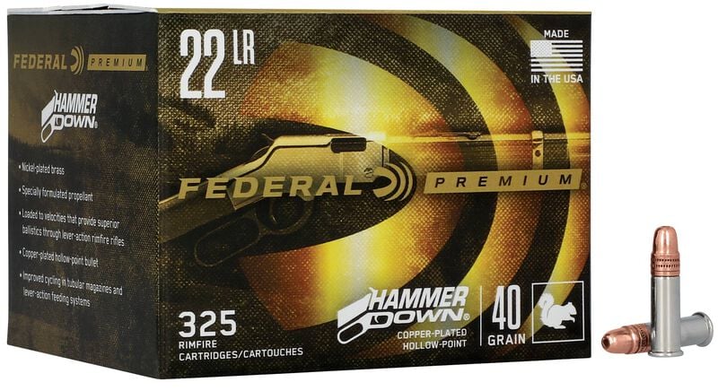 HammerDown Rimfire, 22 LR, 40 Grain, Copper Plated Hollow Point, 1200 fps 22 LR Caliber Ammo - 325 Rounds of 40 Grain Weight Ammunition (22HAM)