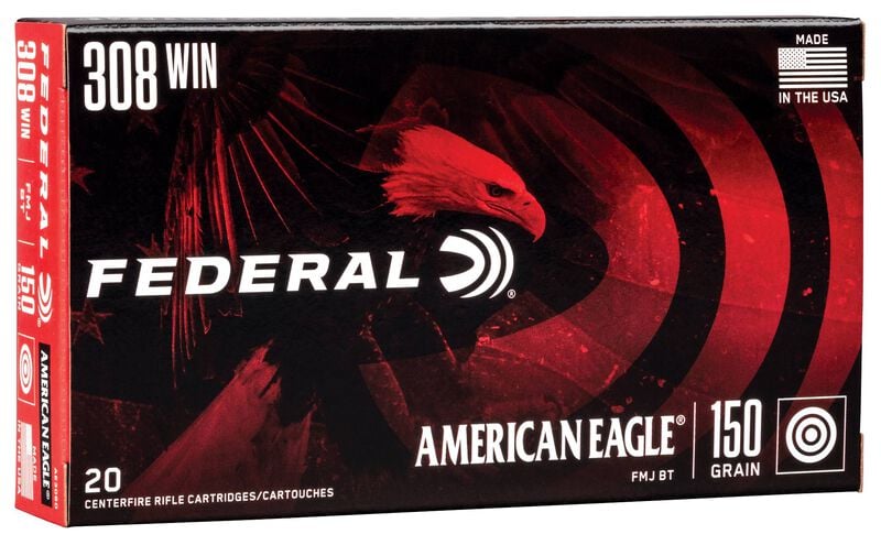 American Eagle Rifle, 308 Win, 150 Grain, Full Metal Jacket Boat-Tail, 2820 fps