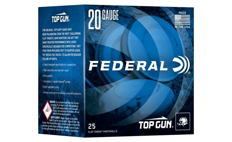 Top Gun, 20 Gauge, 7.5 Shot, 2-3/4 in, 7/8 oz, 1250 fps 20 Gauge Ammo - 25 Shells of #7.5 Shot Ammunition (TGS224 7.5)