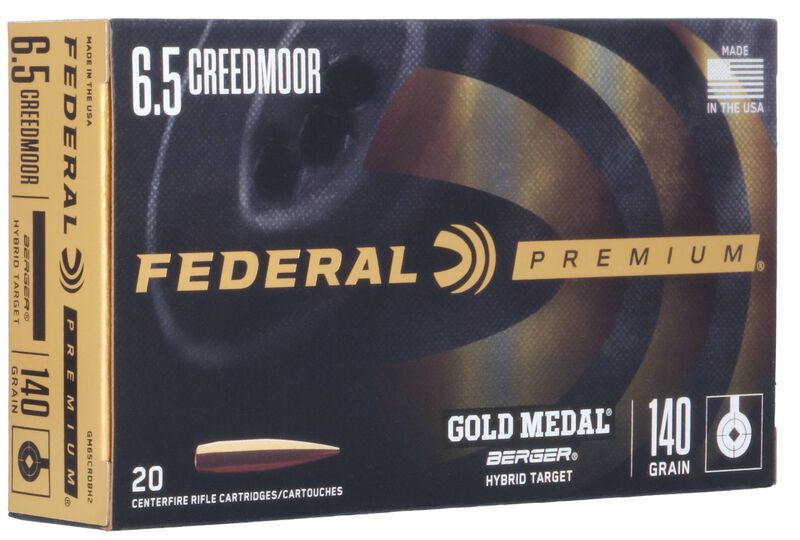 Gold Medal Berger, 6.5 Creedmoor, 140 Grain, Berger Hybrid, 2725 fps