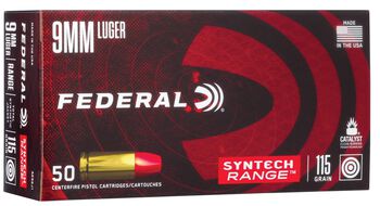 Syntech Range, 9mm Luger, 115 Grain, Syntech Jacket Flat Nose, 1150 fps