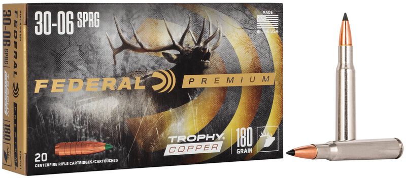 Trophy Copper, 30-06 Springfield, 180 Grain, Trophy Copper, 2700 fps 30-06 Springfield Caliber Ammo - 20 Rounds of 180 Grain Weight Ammunition (P3006TC1)