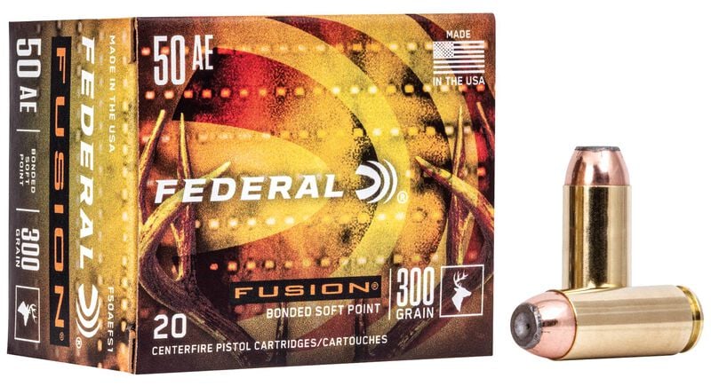 Fusion Handgun, 50 Action Express, 300 Grain, Fusion Soft Point, 1550 fps 50 Action Express Caliber Ammo - 20 Rounds of 300 Grain Weight Ammunition (F50AEFS1)