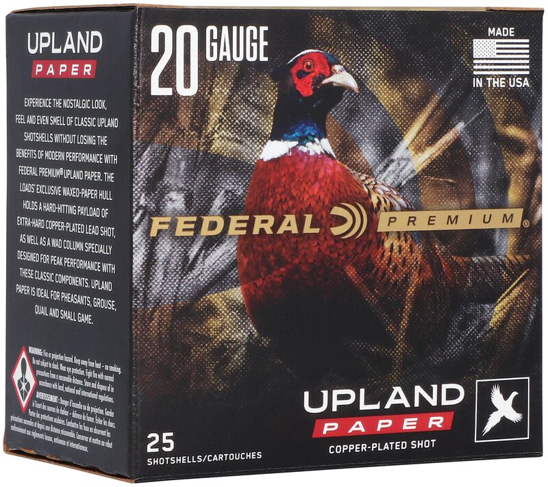 Upland Paper, 20 Gauge, 4 Shot, 2-3/4 in, 1 oz, 1250 fps 20 Gauge Ammo - 25 Shells of #4 Shot Ammunition (PUP204 4)