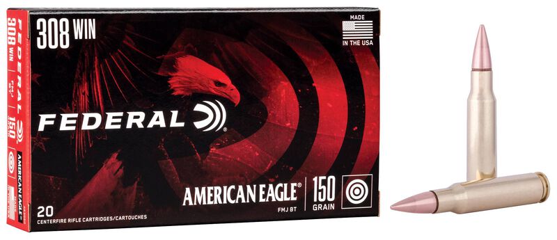 American Eagle Rifle, 308 Win, 150 Grain, Full Metal Jacket Boat-Tail, 2820 fps