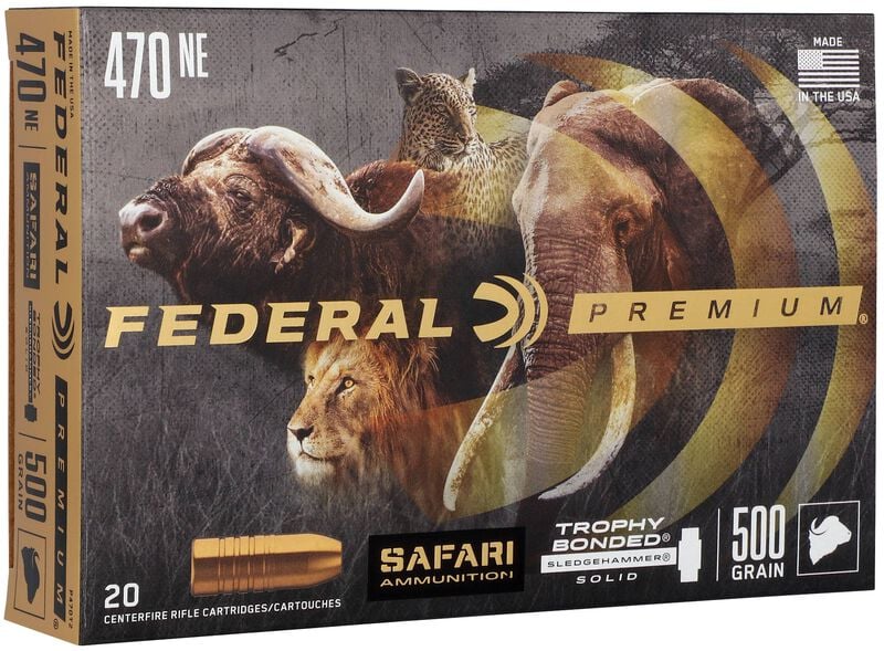 Safari Trophy Bonded Sledgehammer Solid, 470 Nitro Express, 500 Grain, Trophy Bonded Sledgehammer Solid, 2150 fps