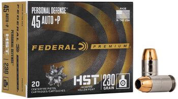 Personal Defense HST, 45 Auto +P, 230 Grain, HST Jacketed Hollow Point, 950 fps