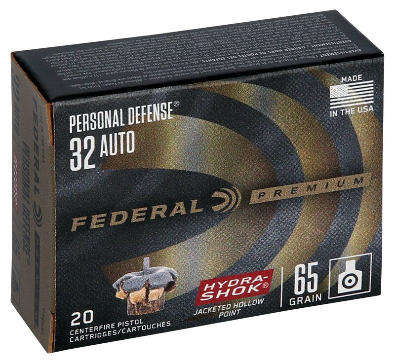 Personal Defense Hydra-Shok, 32 Auto, 65 Grain, Hydra-Shok Jacketed Hollow Point, 925 fps