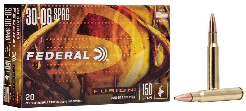 Fusion Rifle, 30-06 Springfield, 150 Grain, Fusion Soft Point, 2900 fps 30-06 Springfield Caliber Ammo - 20 Rounds of 150 Grain Weight Ammunition (F3006FS1)