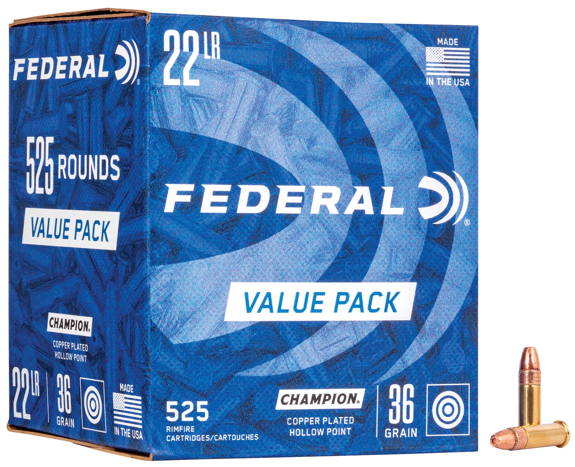 Champion Training - Rimfire, 22 LR, 36 Grain, Copper Plated Hollow Point, 1260 fps by Federal Premium -