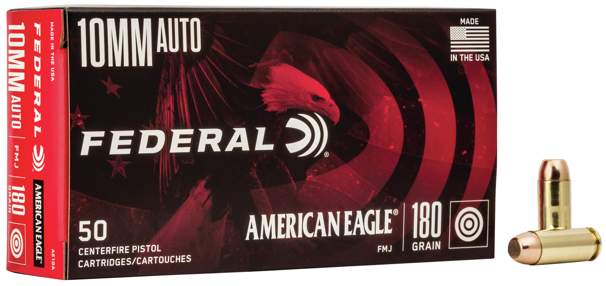 eral AE10A American Eagle 10mm Auto 180 Gr Full Metal Jacket (FMJ) Ammo