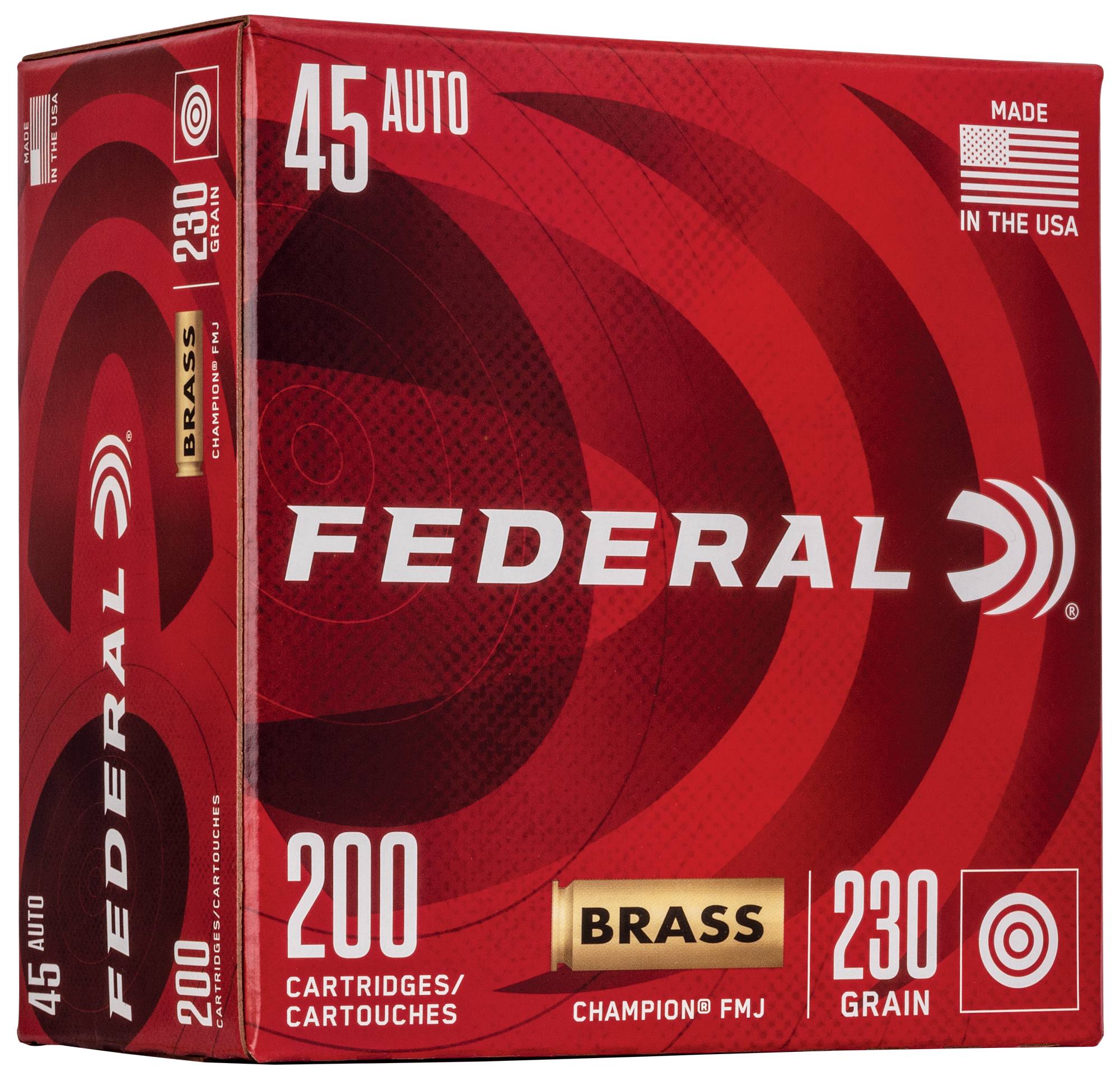 Federal Premium Champion Training, 45 Auto, 230 Grain, Full Metal Jacket, 890 fps - $118.99 at Federal Premium