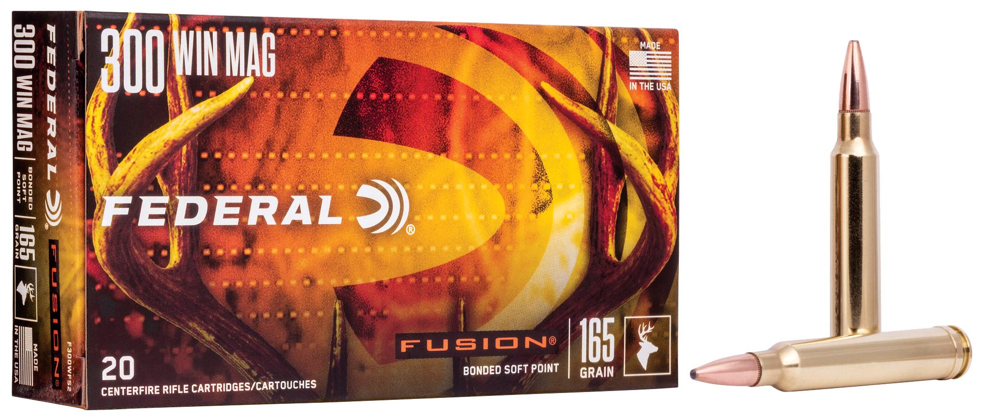 Fusion Rifle, 300 Win Mag, 165 Grain, Fusion Soft Point, 3080 fps by Federal Premium -