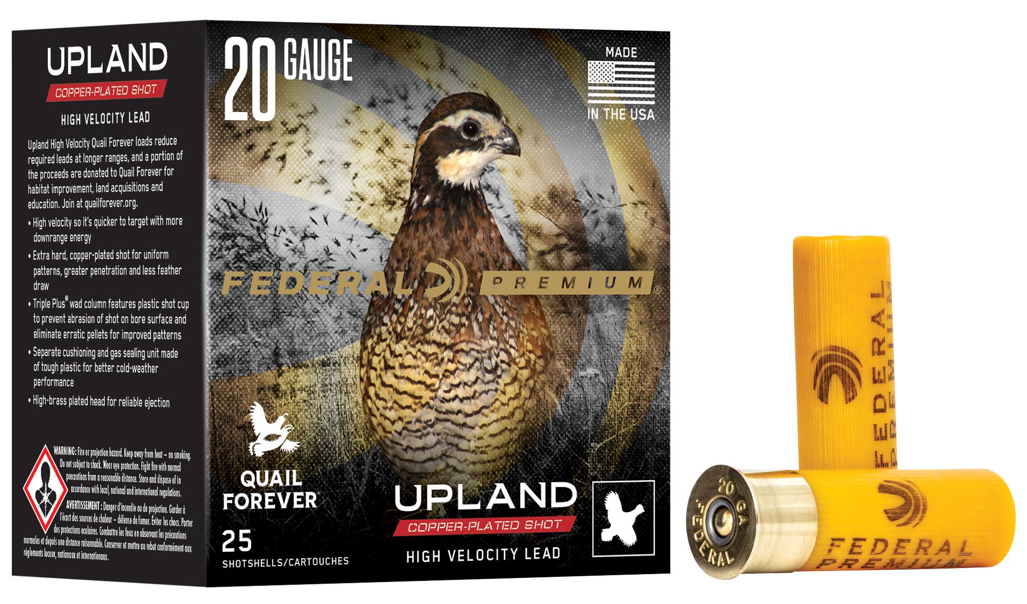 Upland Quail Forever High Velocity, 20 Gauge, 7.5 Shot, 2-3/4 in, 1 oz, 1350 fps by Federal Premium -