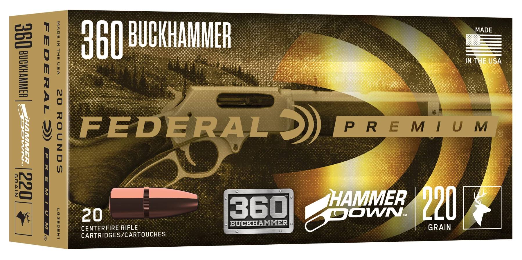 Federal Premium HammerDown Rifle, 360 Buckhammer, 220 Grain, Bonded Soft Point, 2000 fps - $60.99 at Federal Premium