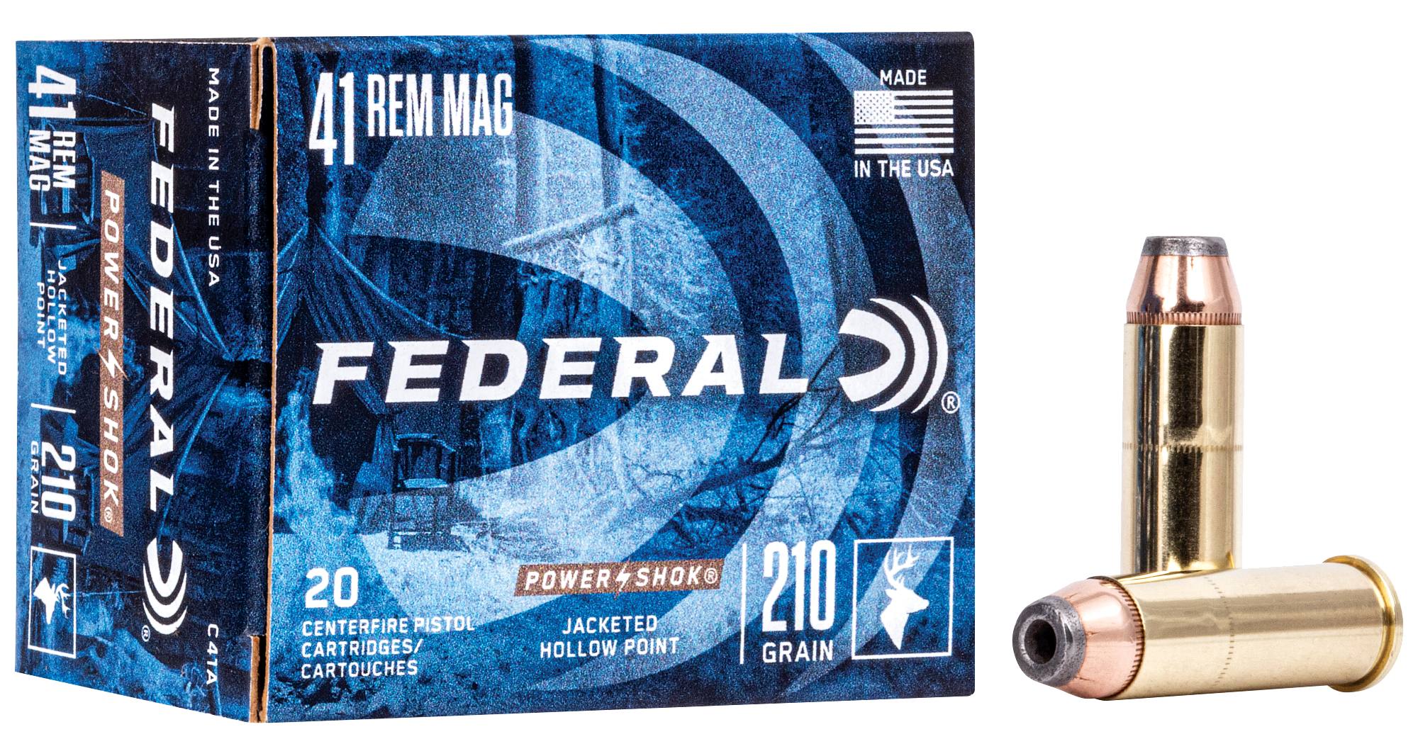 Power-Shok Handgun, 41 Rem Magnum, 210 Grain, Jacketed Hollow Point, 1230 fps by Federal Premium -