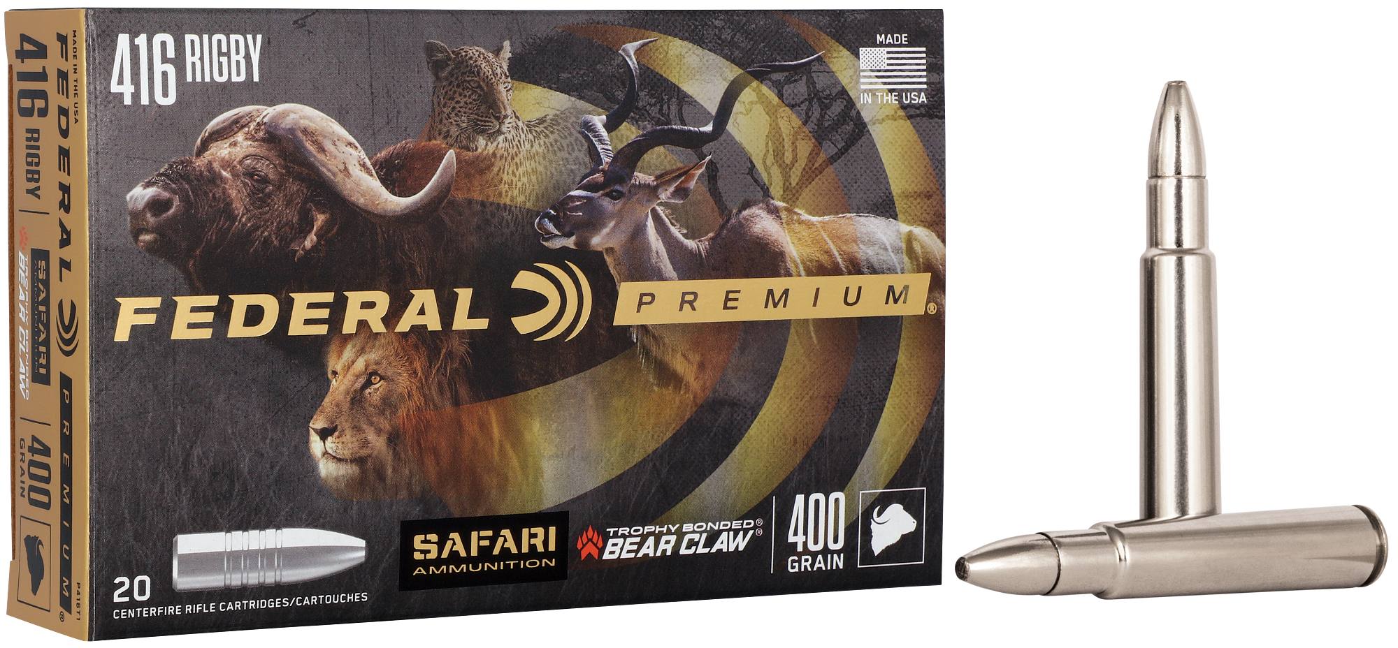 Federal Premium Safari Trophy Bonded Bear Claw, 416 Rigby, 400 Grain, Trophy Bonded Bear Claw, 2300 fps - $358.99 at Federal Premium