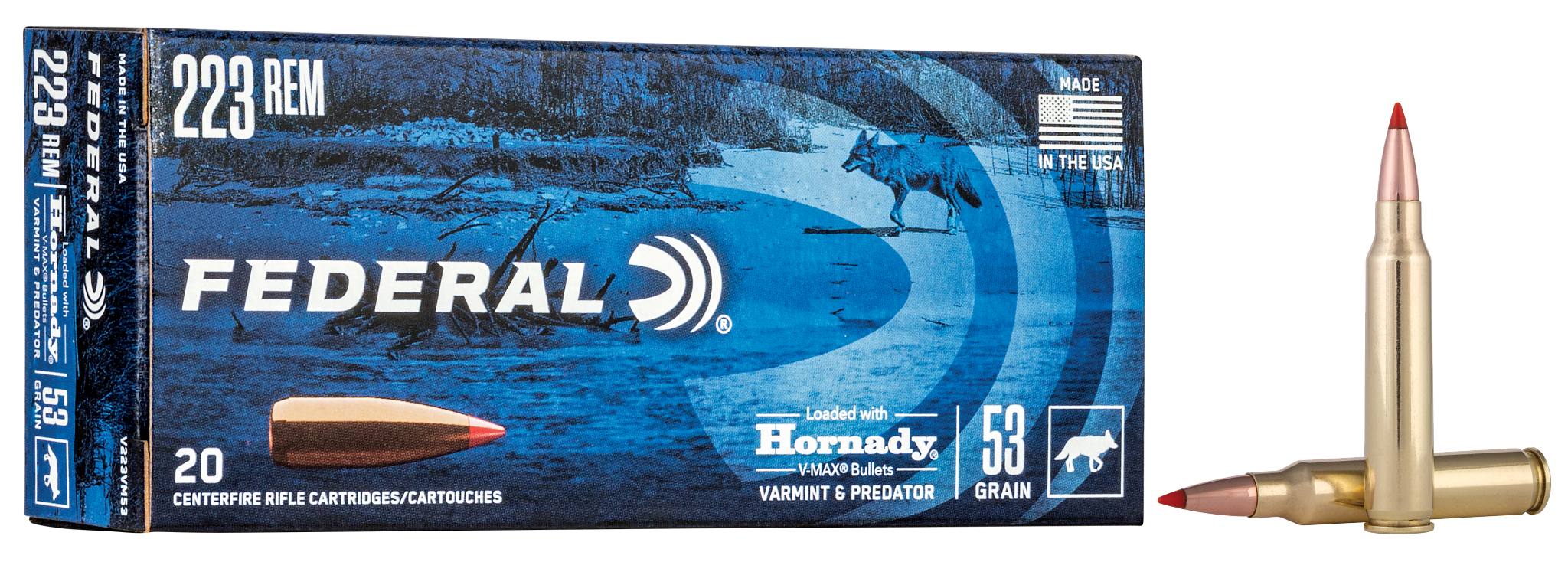 Federal Premium Varmint & Predator, 223 Rem, 53 Grain, Hornady(R) V-Max(R), 3400 fps - $36.99 at Federal Premium