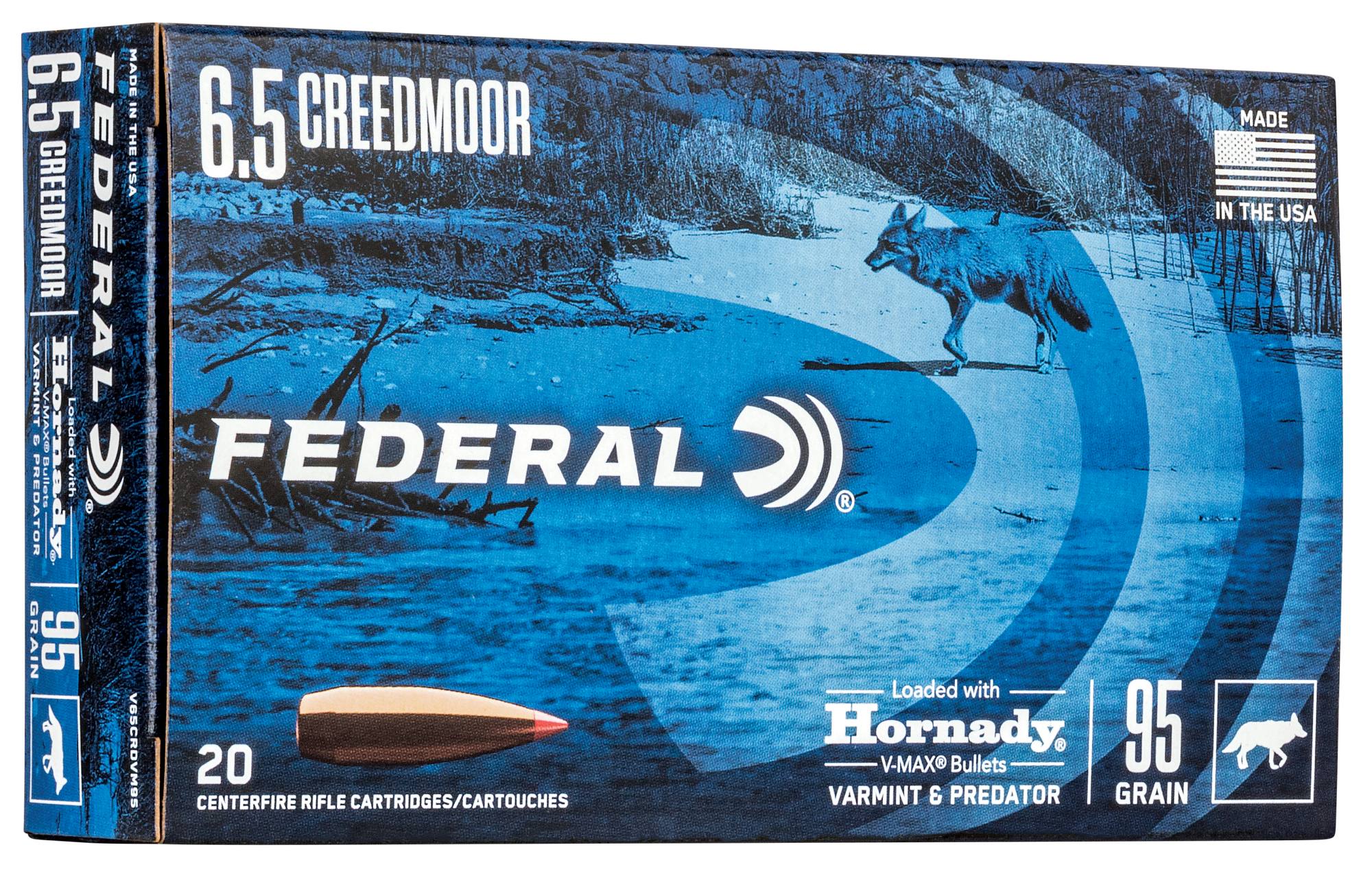Federal Premium Varmint & Predator, 6.5 Creedmoor, 95 Grain, Hornady(R) V-Max(R), 3300 fps - $43.99 at Federal Premium