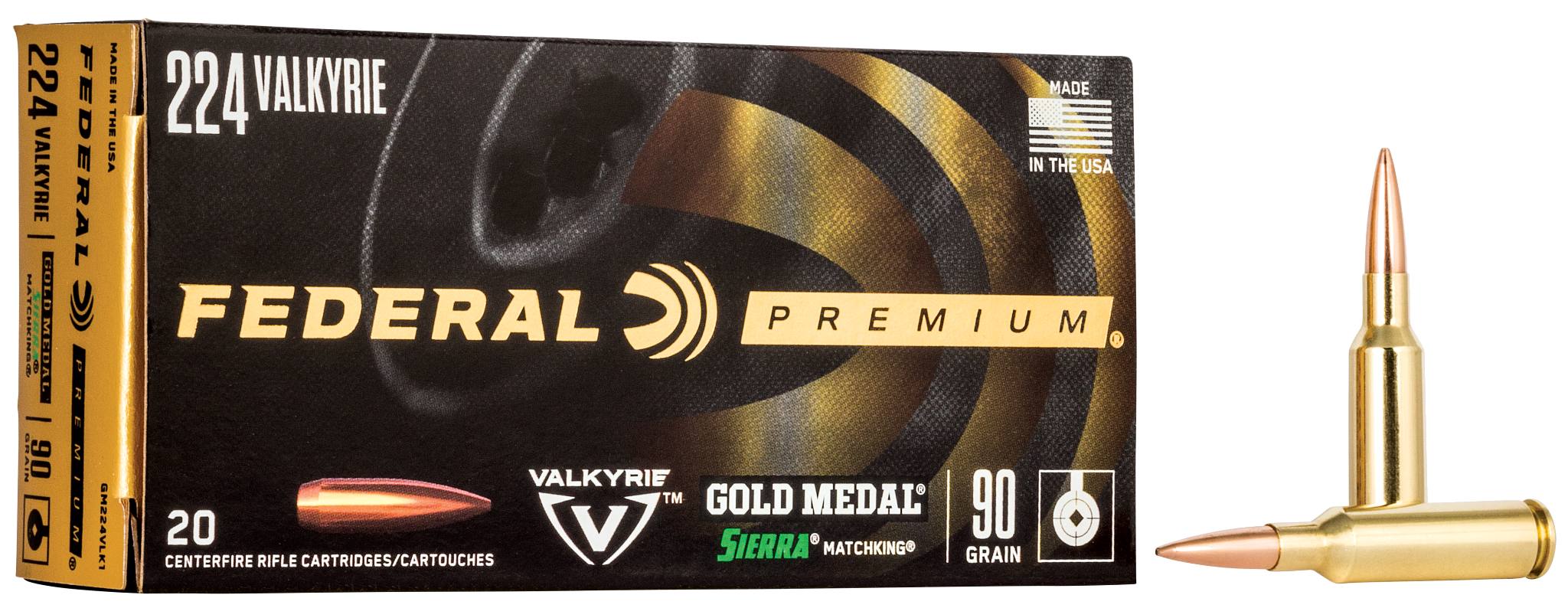 Federal Premium Gold Medal Sierra MatchKing, 224 Valkyrie, 90 Grain, Sierra Matchking Boat-Tail Hollow Point, 2700 fps - $49.99 at Federal Premium