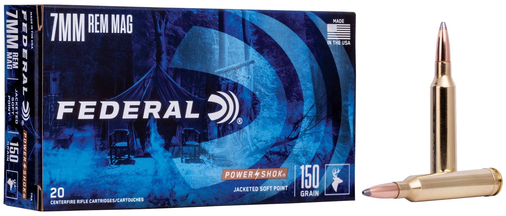 Federal Premium Power-Shok Rifle, 7mm Rem Mag, 150 Grain, Jacketed Soft Point, 3110 fps - $67.99 at Federal Premium
