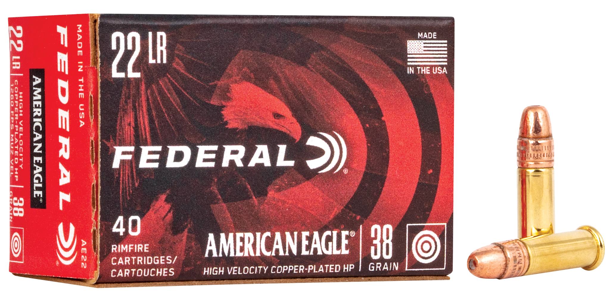 Federal Premium American Eagle Rimfire, 22 LR, 38 Grain, Copper Plated Hollow Point, 1260 fps - $5.99 at Federal Premium