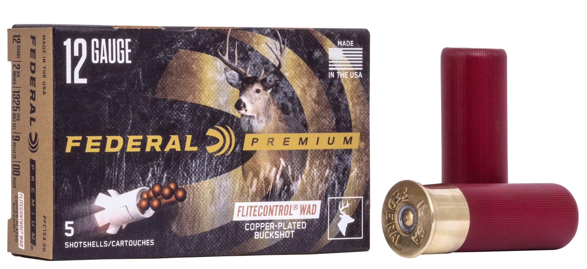 Buckshot with FLITECONTROL Wad, 12 Gauge, 00 Buck Shot, 2-3/4 in, 1325 fps by Federal Premium -