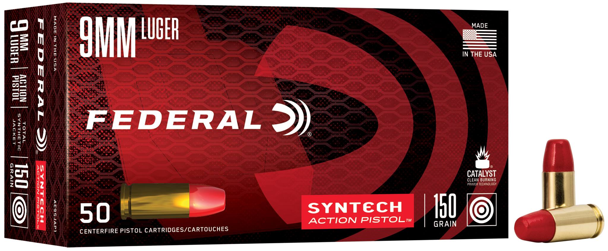 Buy Syntech Action Pistol 9mm Luger Ammo | 150 Grain, 890 FPS