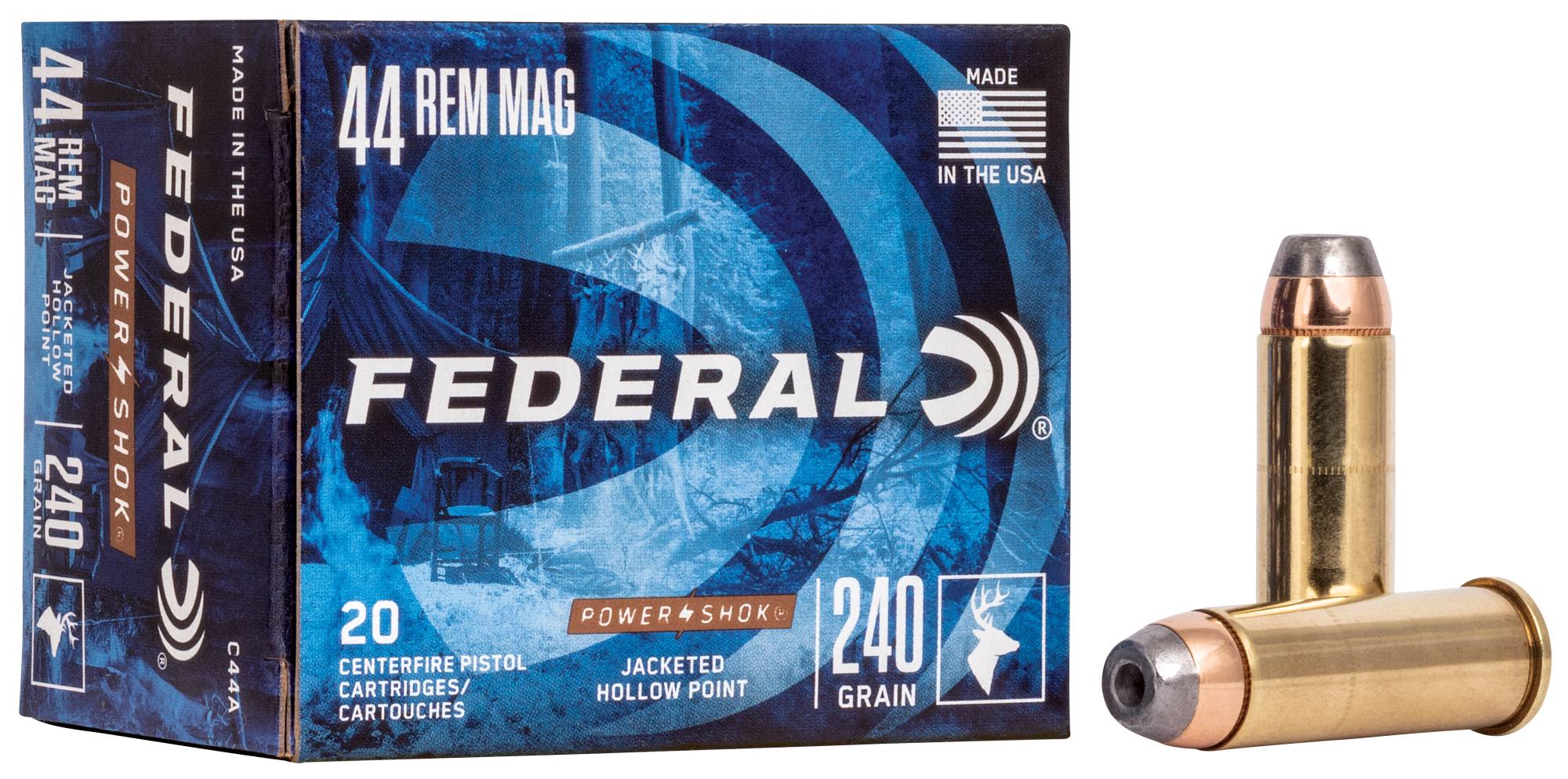 Federal Premium Power-Shok Handgun, 44 Rem Magnum, 240 Grain, Jacketed Hollow Point, 1230 fps - $47.99 at Federal Premium