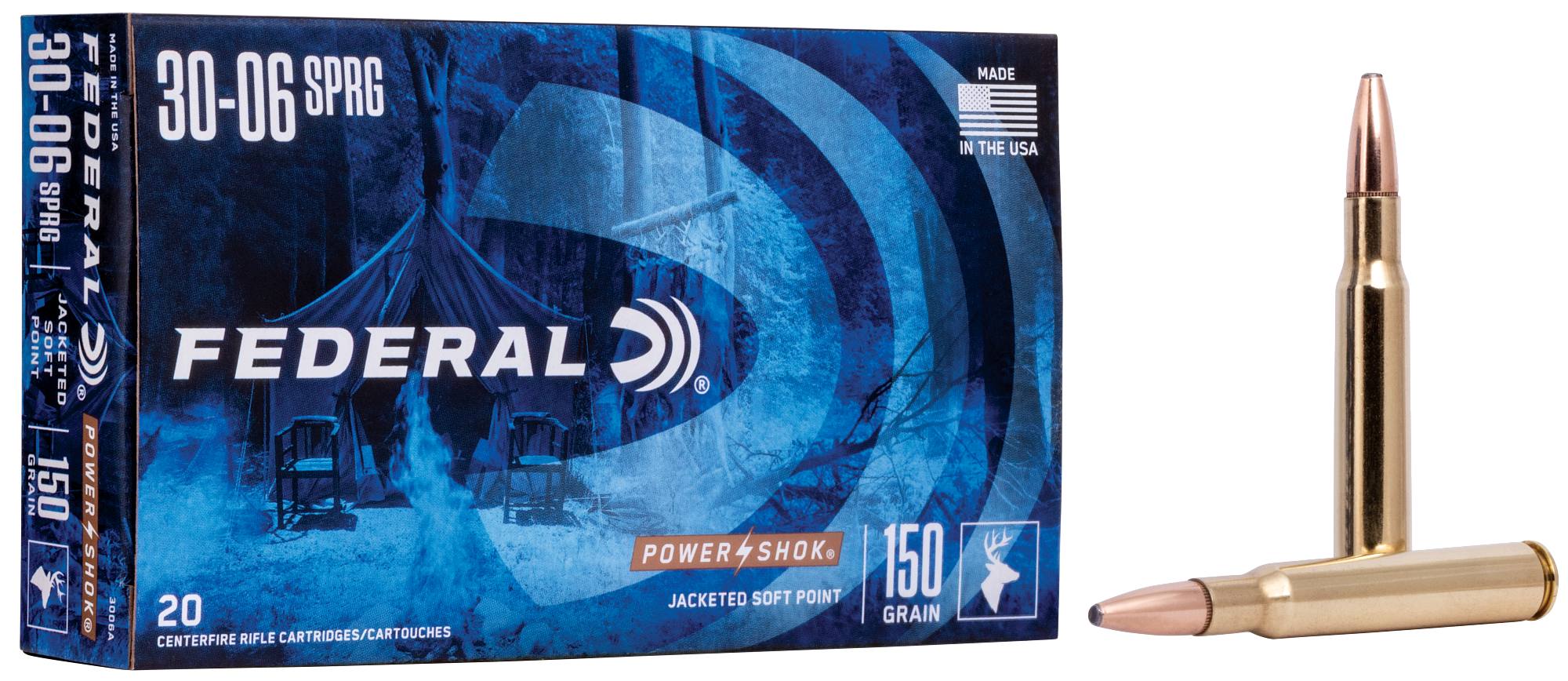 Federal Premium Power-Shok Rifle, 30-06 Springfield, 150 Grain, Jacketed Soft Point, 2910 fps - $44.99 at Federal Premium