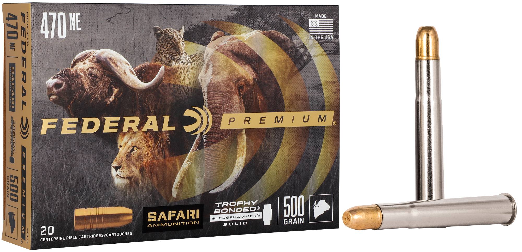 Federal Premium Safari Trophy Bonded Sledgehammer Solid, 470 Nitro Express, 500 Grain, Trophy Bonded Sledgehammer Solid, 2150 fps - $382.99 at Federal Premium