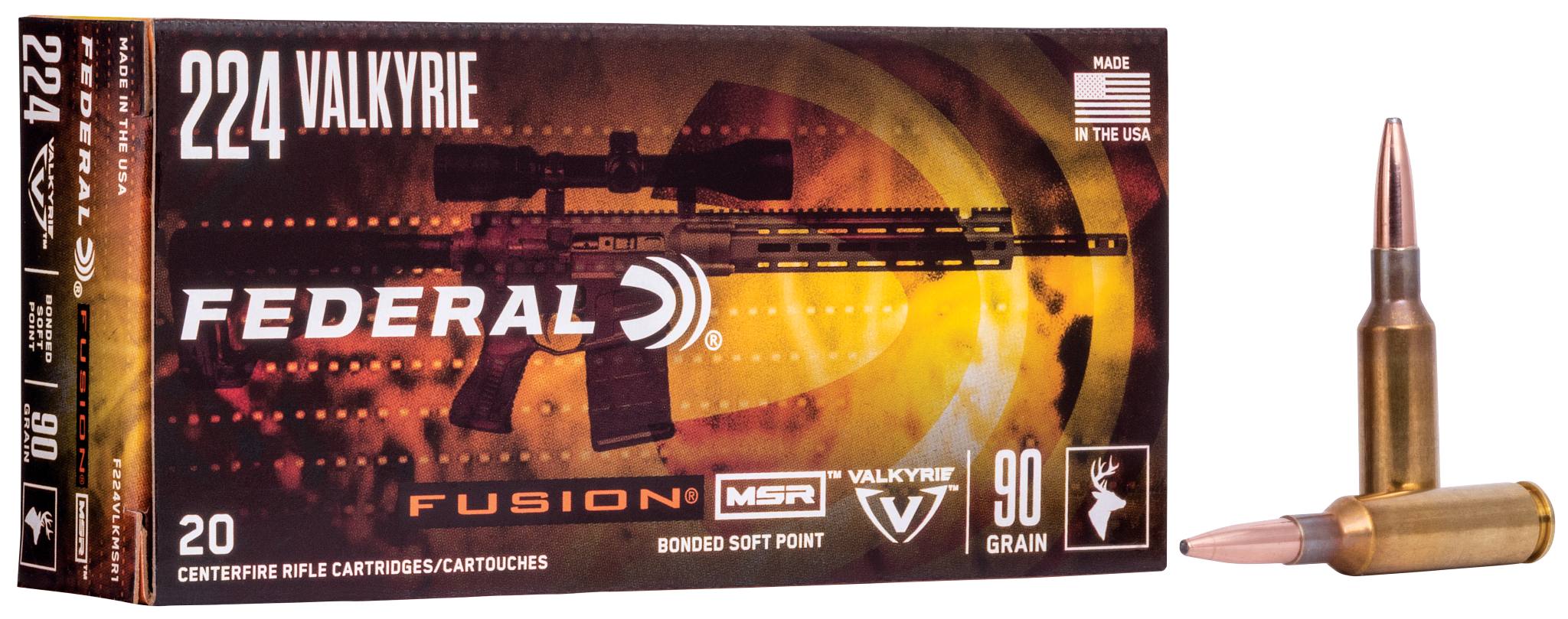 Federal Premium Fusion MSR, 224 Valkyrie, 90 Grain, Fusion Soft Point, 2700 fps - $48.99 at Federal Premium