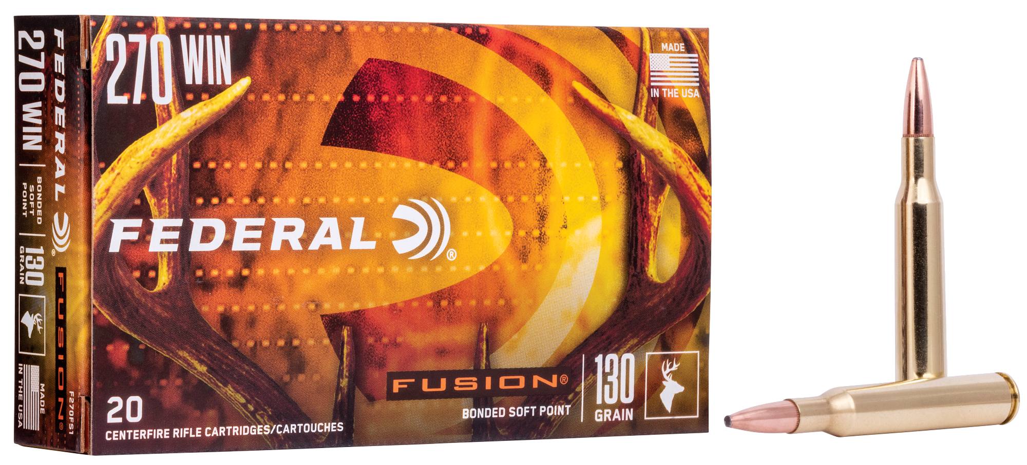 Fusion Rifle, 270 Win, 130 Grain, Fusion Soft Point, 3050 fps by Federal Premium -
