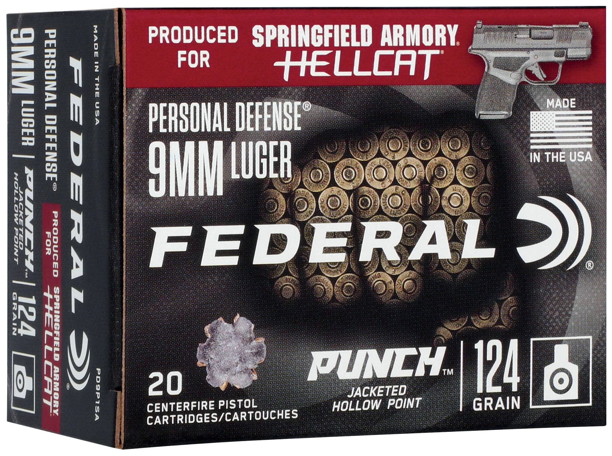 Federal Premium Personal Defense Punch Hellcat, 9mm Luger, 124 Grain, Jacketed Hollow Point, 1070 fps - $22.99 at Federal Premium