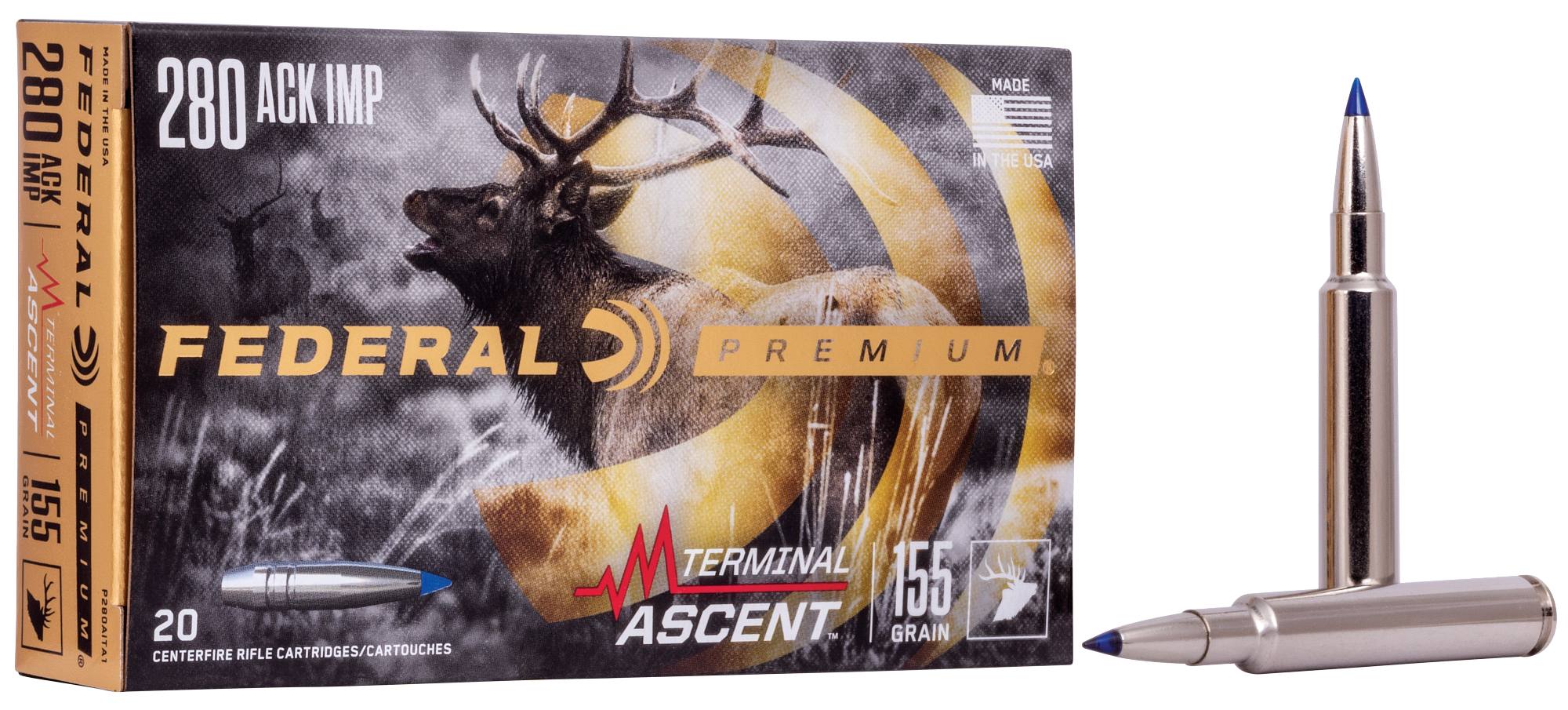 Terminal Ascent, 280 Ackley Improved, 155 Grain, Terminal Ascent, 2930 fps by Federal Premium -