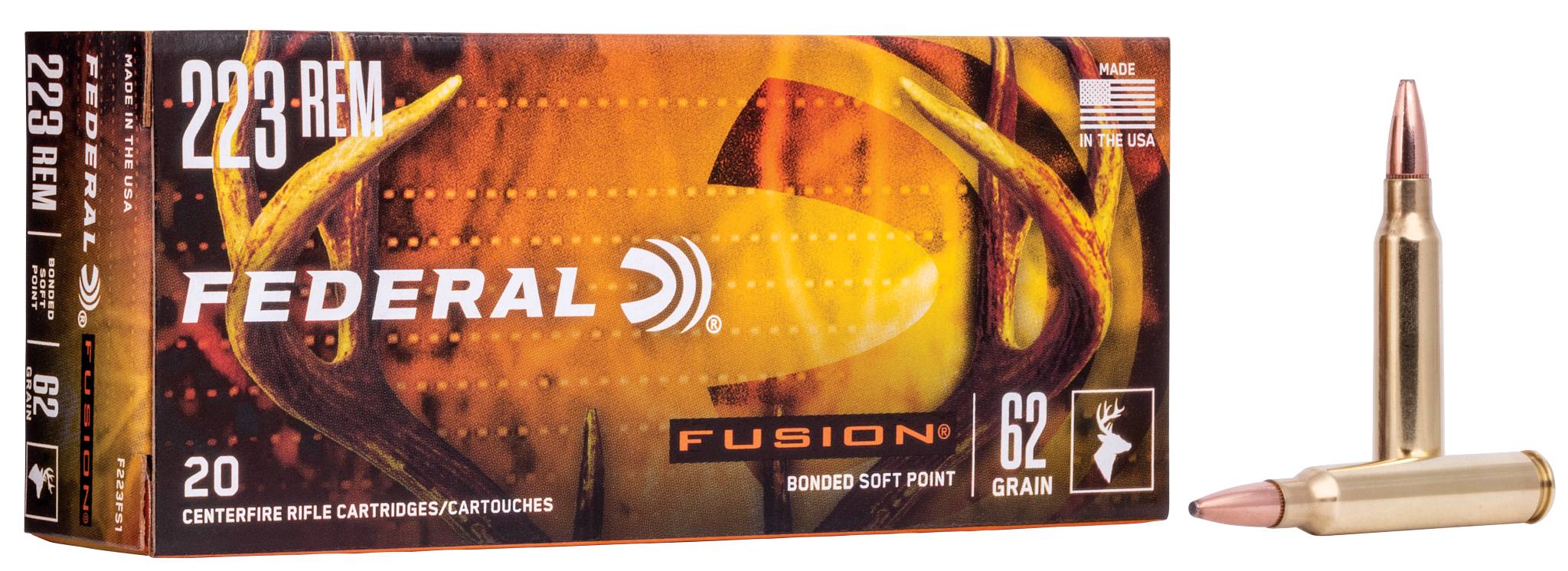 Fusion Rifle, 223 Rem, 62 Grain, Fusion Soft Point, 3000 fps by Federal Premium -