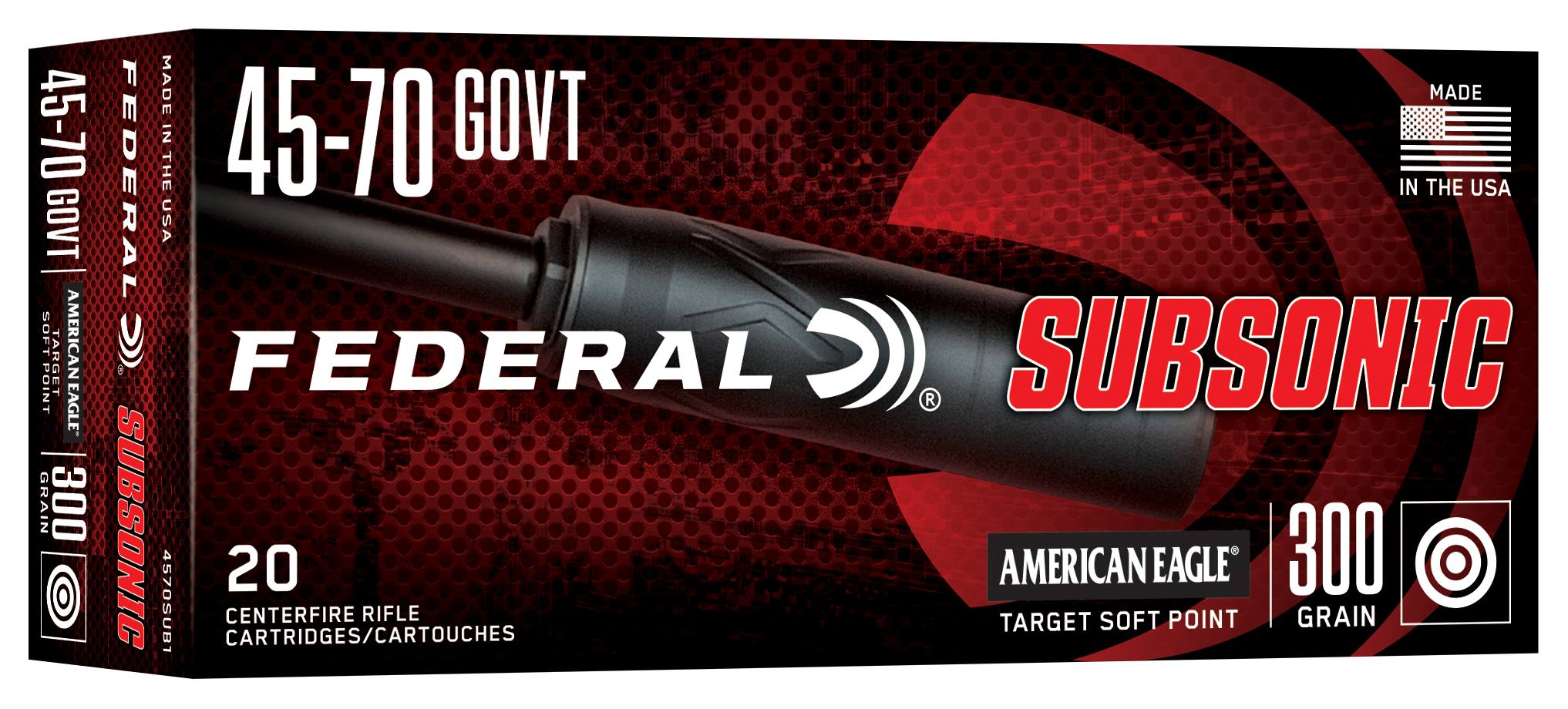 Federal Subsonic, 45-70 Government, 300 Grain, Target Soft Point, 1000 fps by Federal Premium -