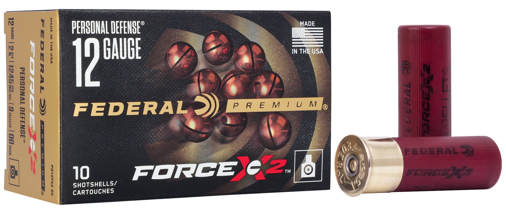 Buy Personal Defense Shotshell FORCE X2, 12 Gauge, 00 Buck Shot, 2