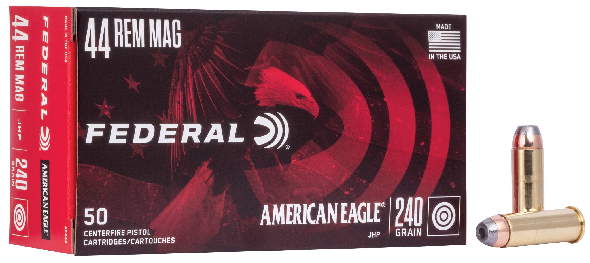 Federal Premium American Eagle Handgun, 44 Rem Magnum, 240 Grain, Jacketed Hollow Point, 1230 fps - $88.99 at Federal Premium
