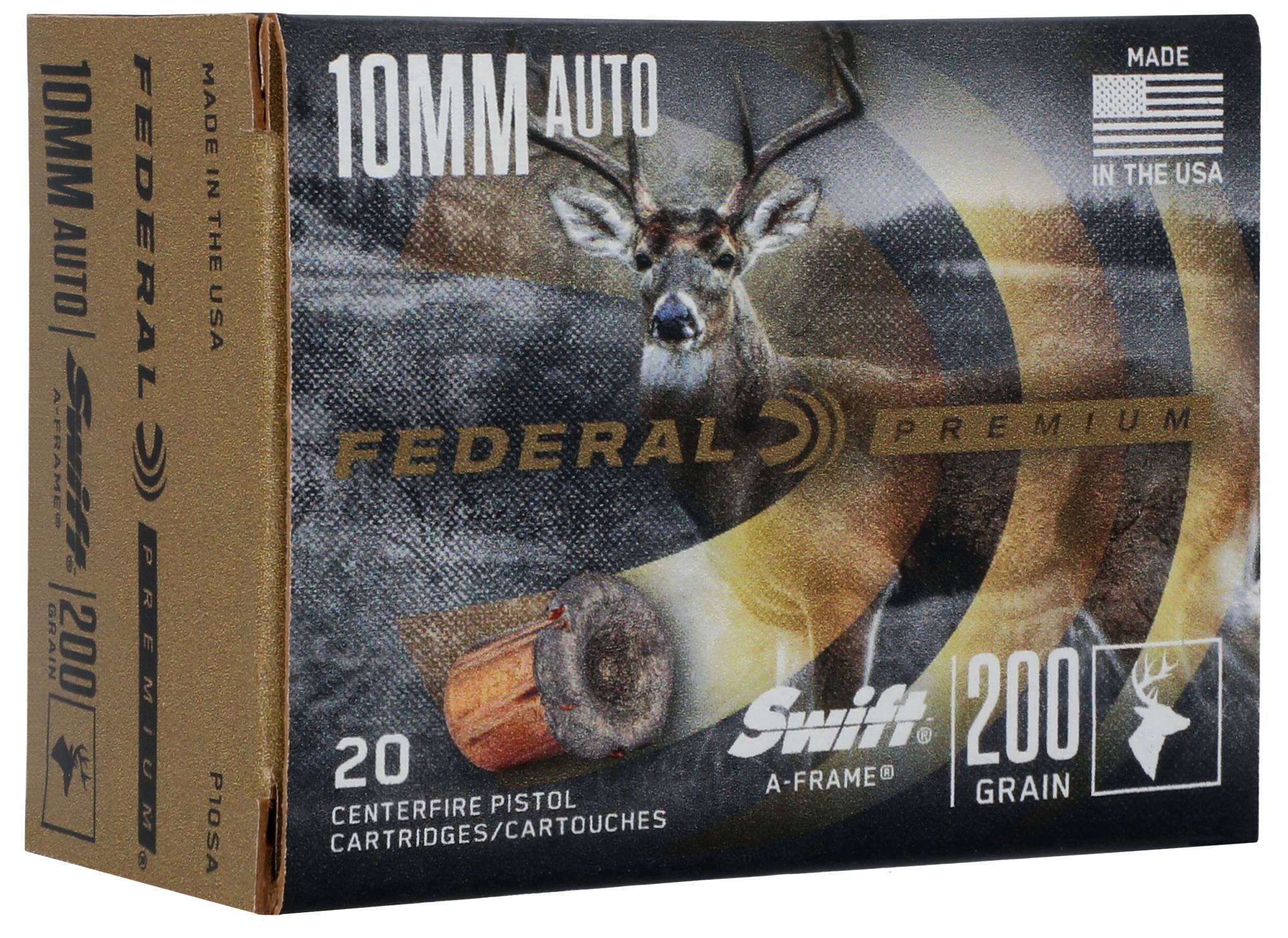 Federal Premium Swift A-Frame, 10mm Auto, 200 Grain, Swift A-Frame, 1100 fps - $73.99 at Federal Premium