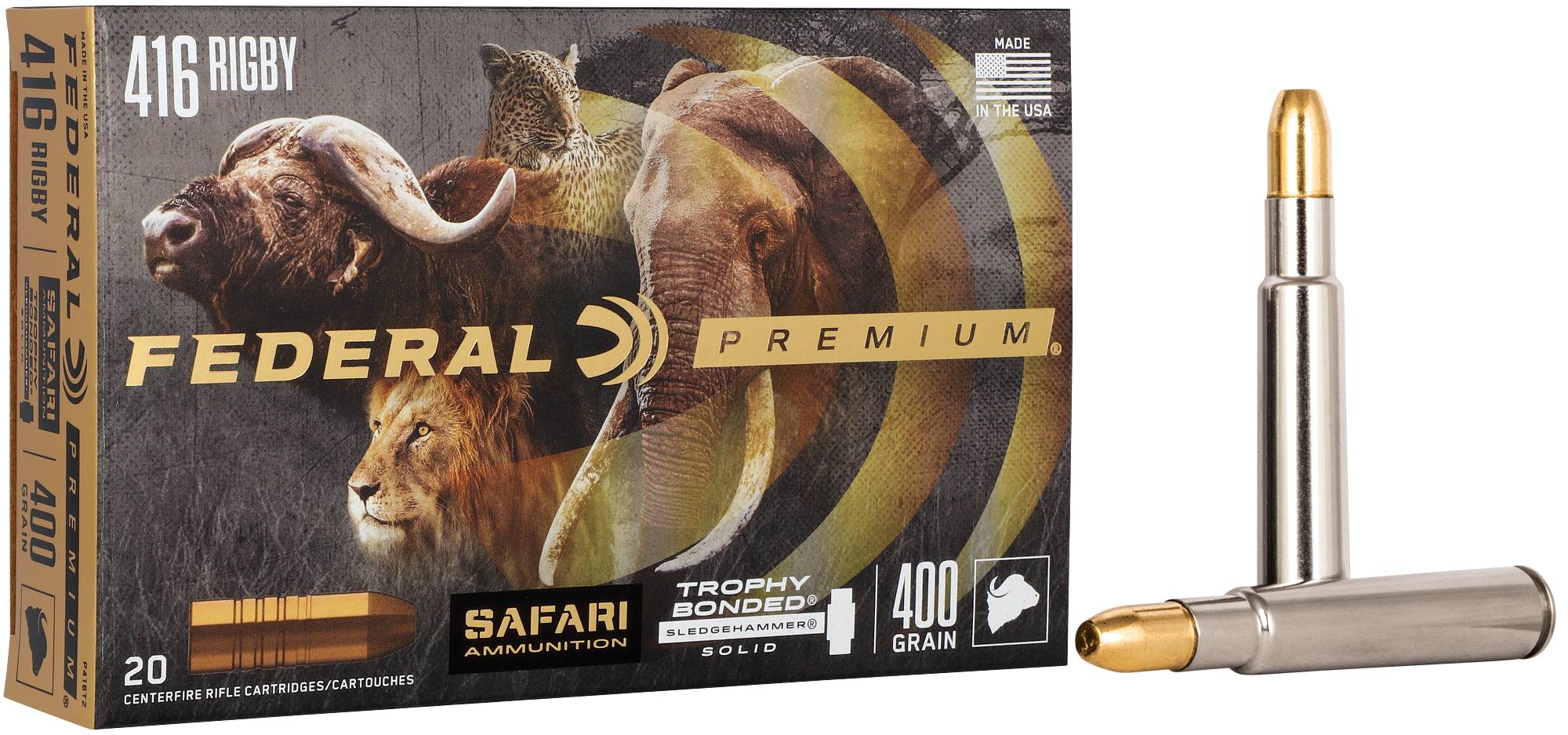 Federal Premium Safari Trophy Bonded Sledgehammer Solid, 416 Rigby, 400 Grain, Trophy Bonded Sledgehammer Solid, 2370 fps - $367.99 at Federal Premium